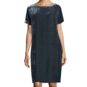 Shimmery Peserico Slate Gray/blue Crushed Velvet Evening Dress Midi w/ Pockets!